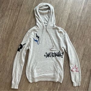 Zadig & Voltaire Grey Men’s Cashmere Hoodie “Art Is Truth” - Limited Edition